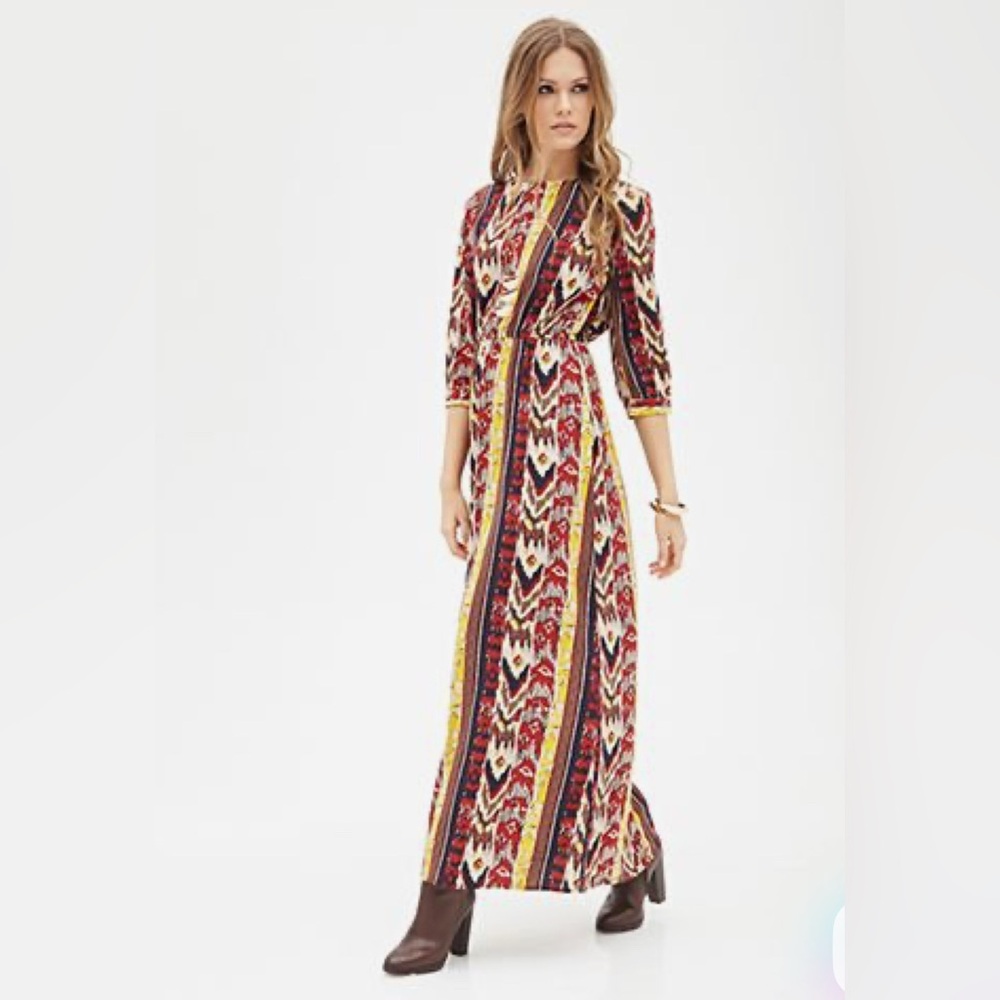 Forever 21‎ Dress Boho Abstract Print Maxi Medium